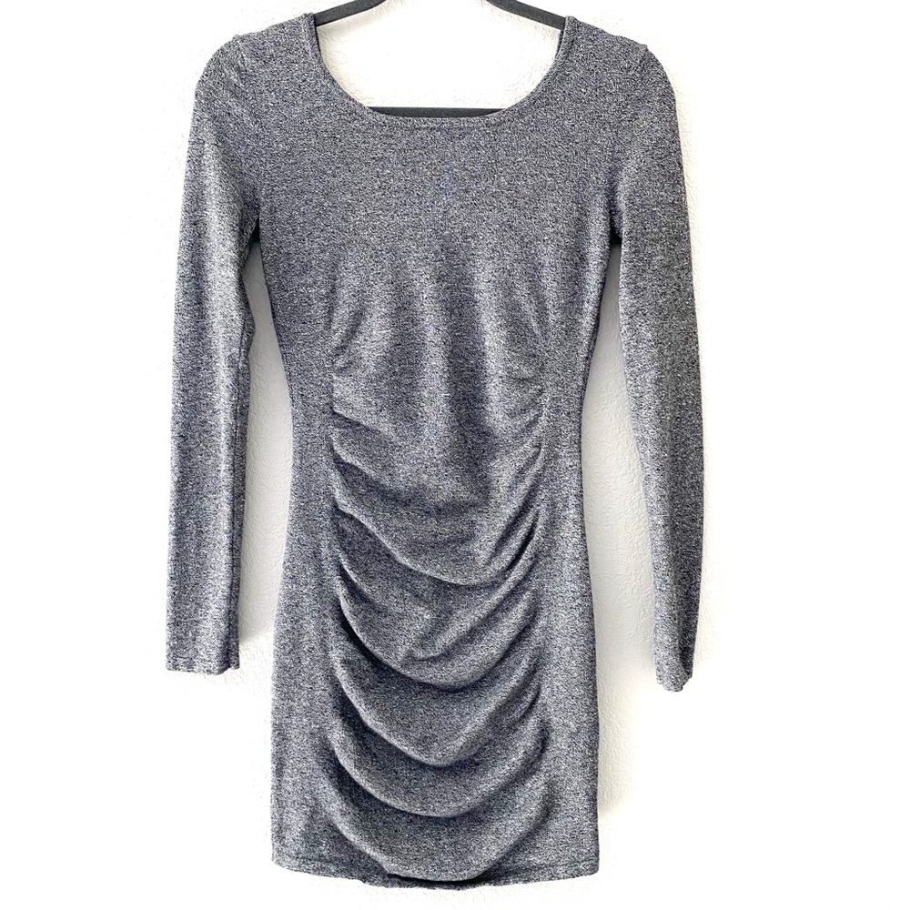 14. Express Gray Ruched Bodycon Dress